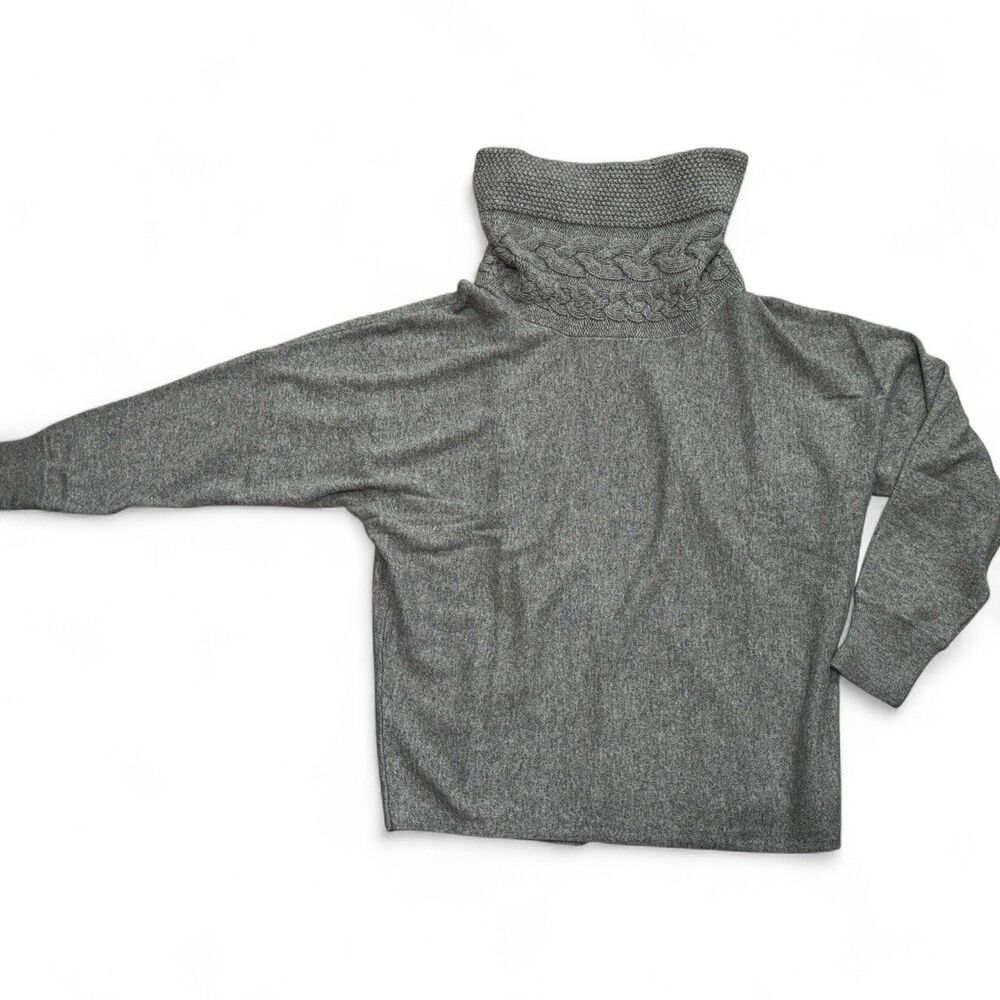 Hadley & James L Gray 100% Cashmere Sweater Cableknit Funnel Neck Dolman Sleeve